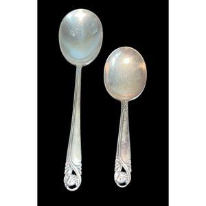 2 Sterling Flatware Baby & Sugar Spoon Spring Glory International Silver VGC